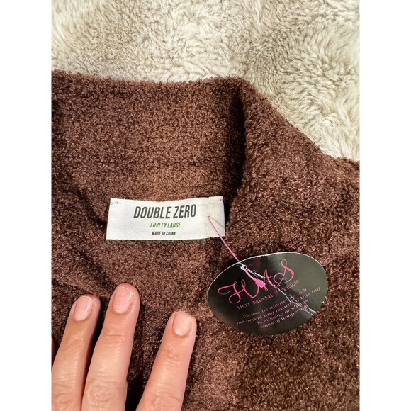 Double zero fuzzy soft long sleeve sweater shirt Brown large Mock Neck - Picture 5 of 8